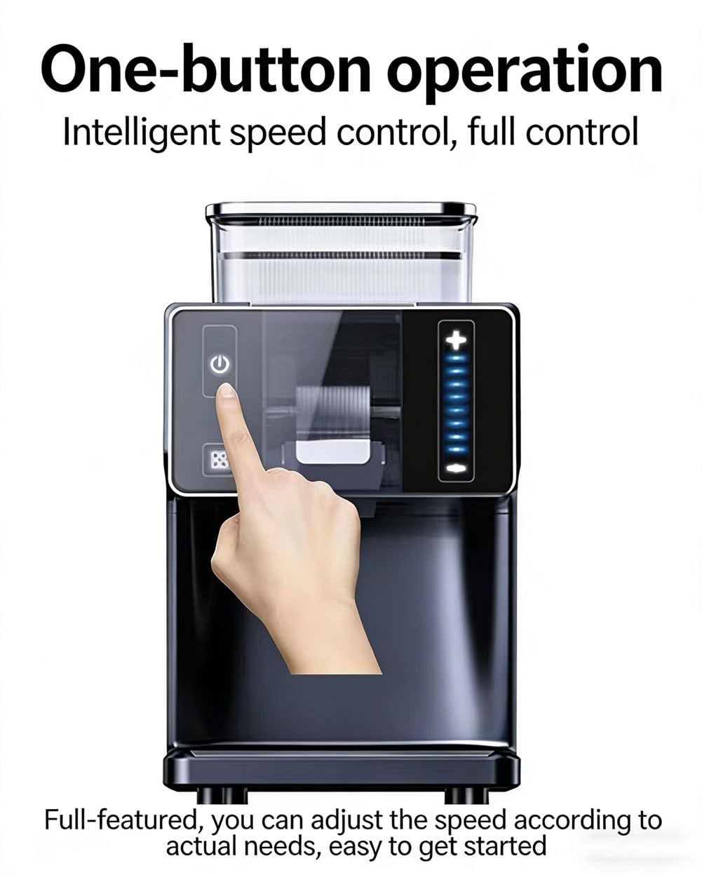 Máquina for hacer conos de nieve eléctrica de 180 W, máquina for hacer hielo con copos de nieve comercial con pantalla táctil inteligente, tanque de agua de 0,8 L, ajuste de 8 velocidades