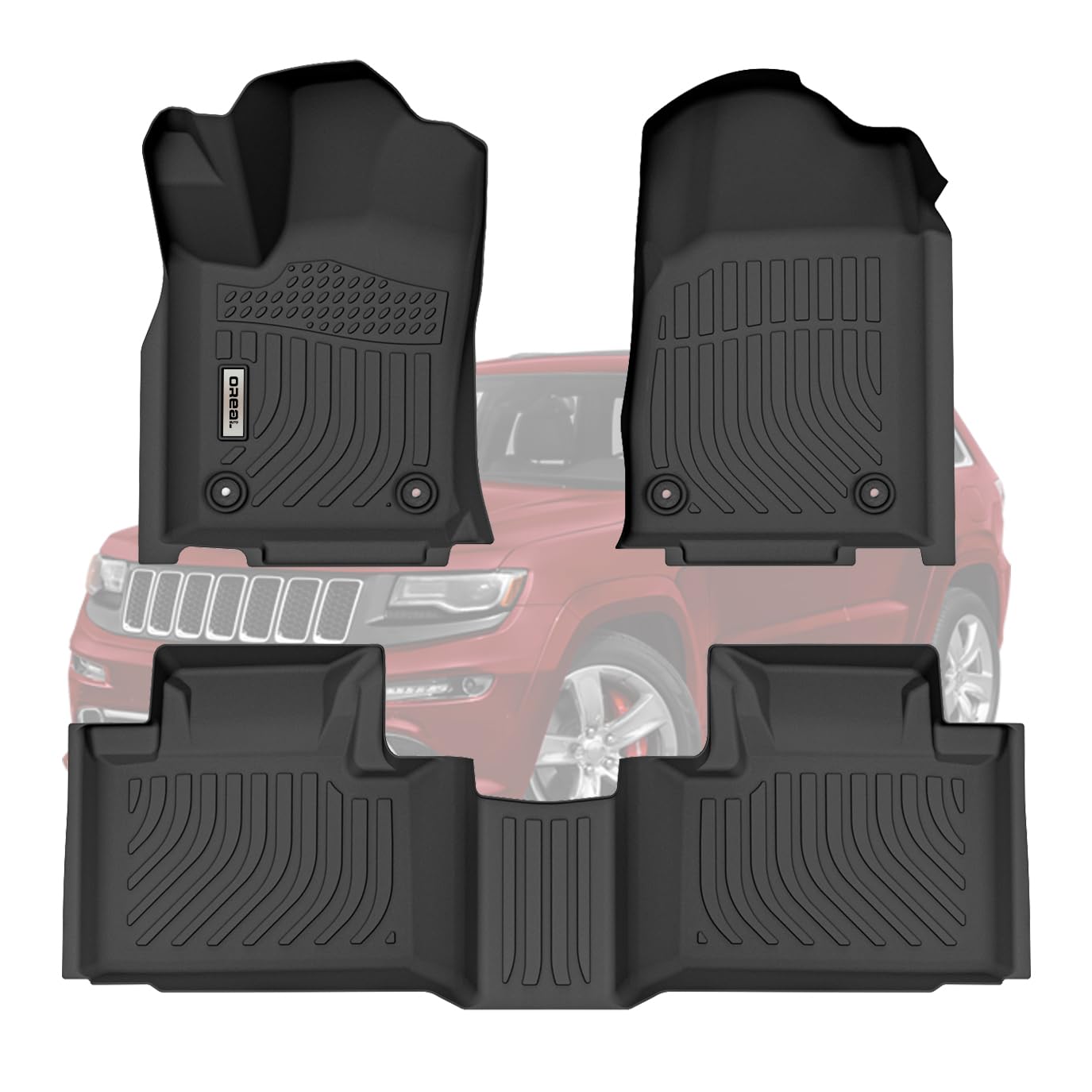 orealtrend Black Floor Mats Liners Replacement for Jeep Grand Cherokee 2013-2021 Heavy Duty All Weather Front Rear Car