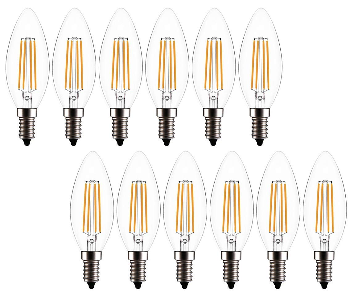 BDAYEK Led bulbs Candelabra C35/B11 2W Dimmable LED Candle Bulbs E14 Base 2700K Soft White 20W Equivalent 12-Pack