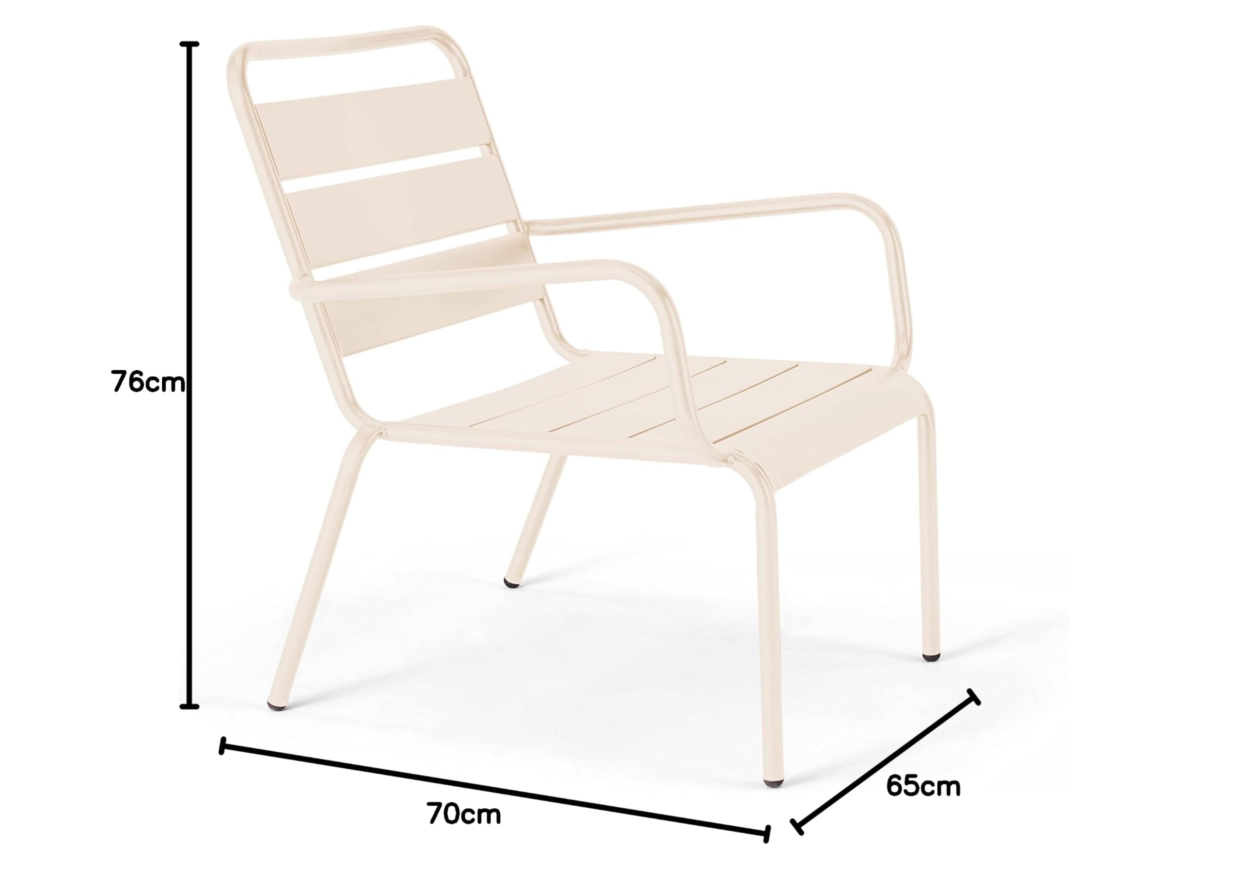 Oviala Fauteuil de Jardin Bas Relax Acier Ivoire - Palavas