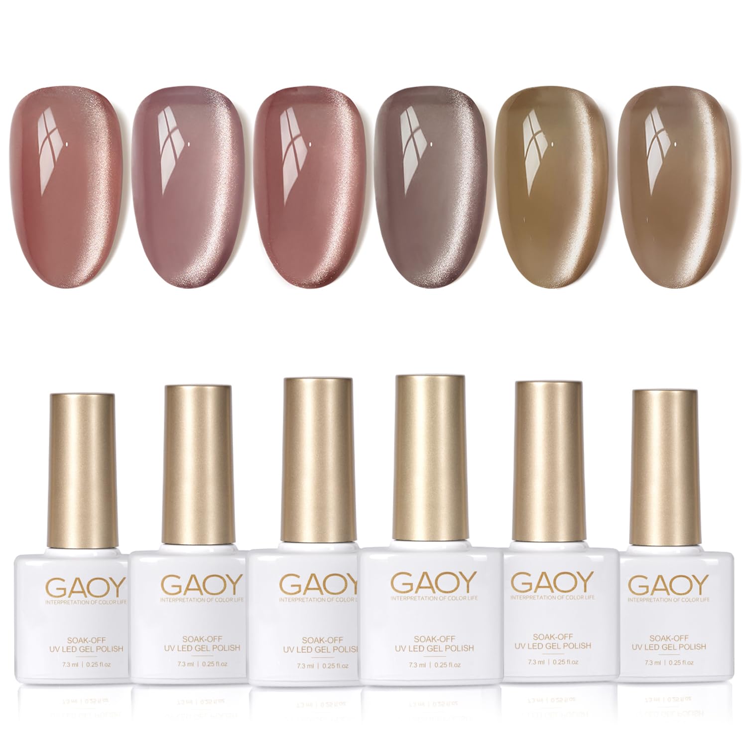 Forest Sunset Cat Eye Gel Nail Polish Set with Magnet for Holographic Cat Eye, Salon Gel Manicure and Nail Art DIY at Home