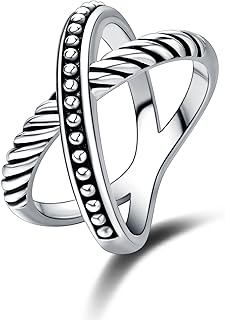 Twisted Cable Criss Cross Caviar Dots Ring Designer Inspired Women Bands Eternity Statement Jewelry