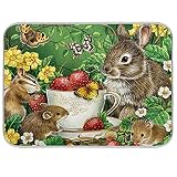 UMIRIKO Bonnie Rabbit Butterfly Flowers Dish Drying Mat for Kitchen Counter 16x18in Easter Dishes Dr