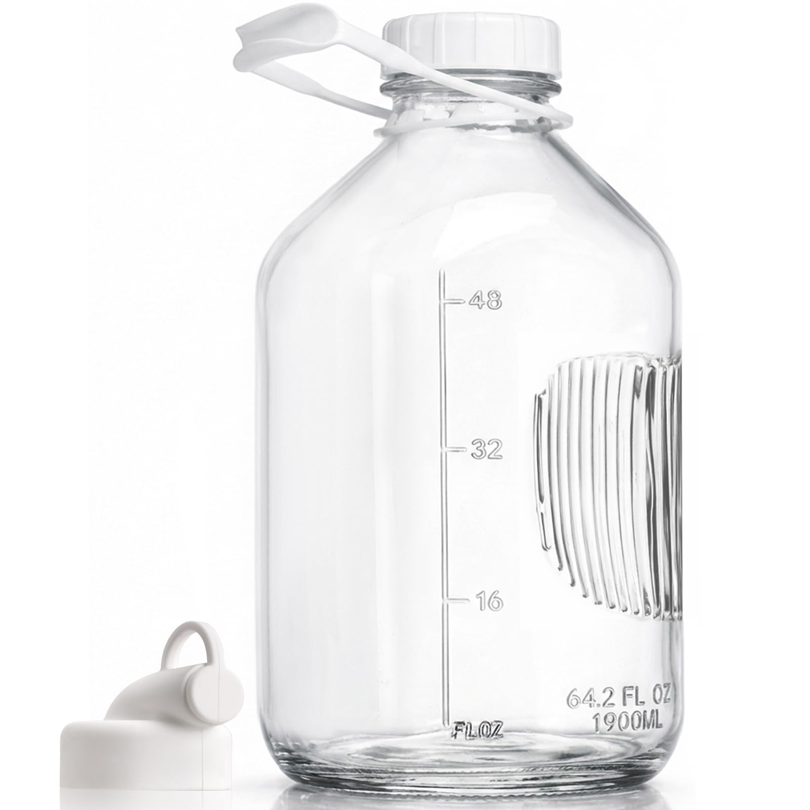CUCUMI 1 Pack 64 Oz Glass Milk Bottle with Lid