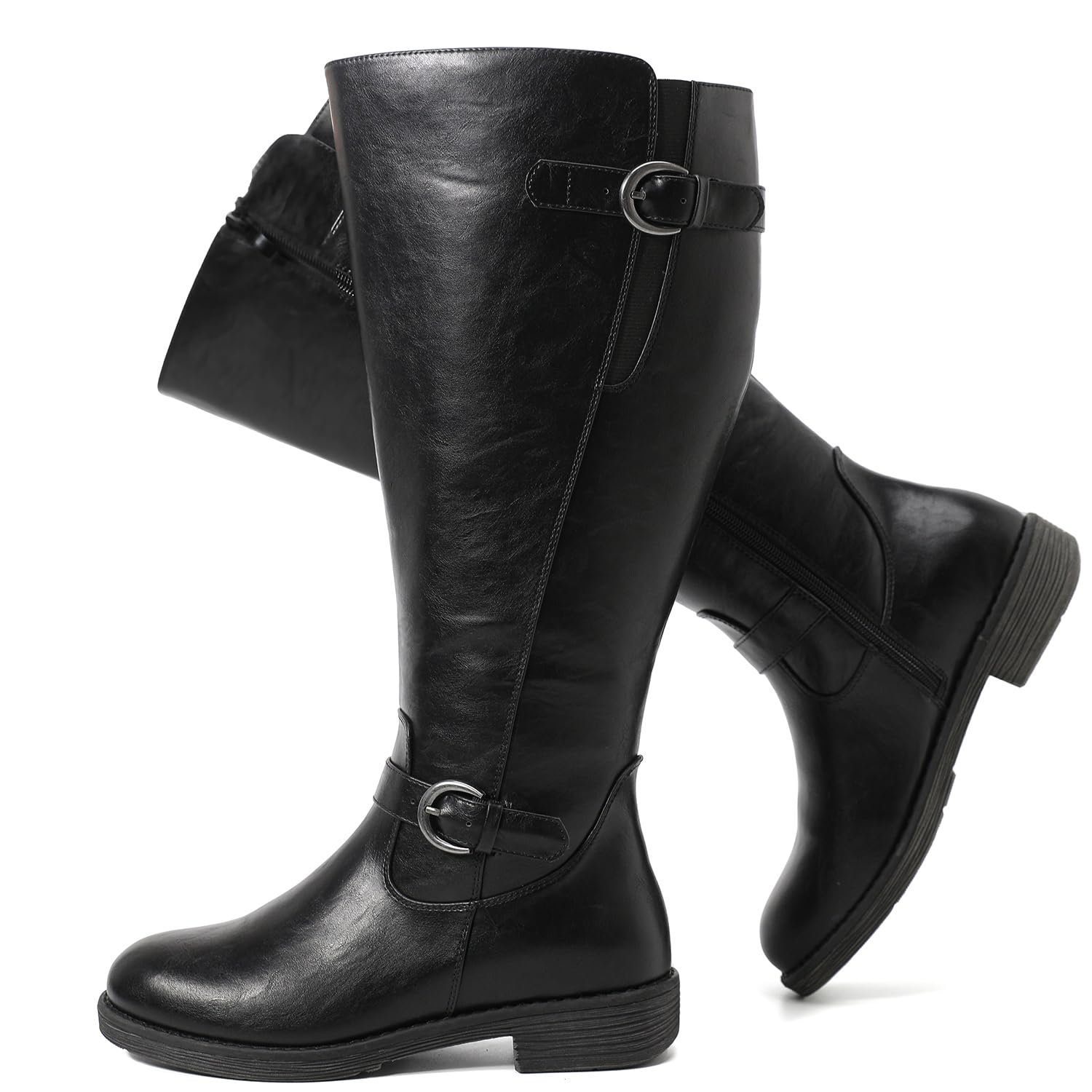 Luoika Womens Extra Wide Calf Cowboy Knee High Boots