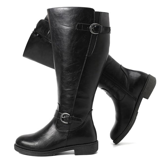 Luoika Womens Extra Wide Calf Cowboy Knee High Boots