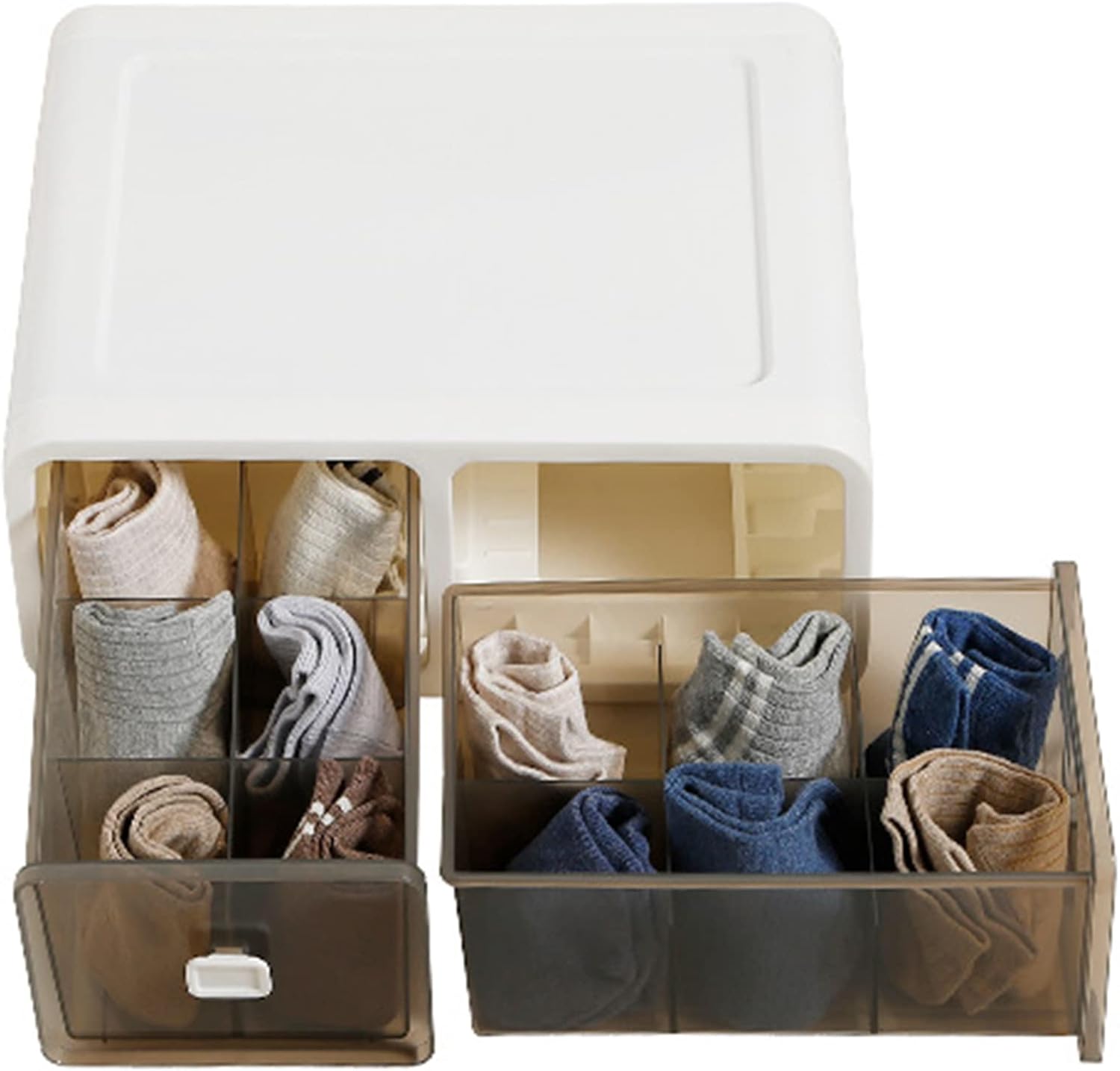 Storage Boxes Closet Organizer Washable Wardrobe Clothes Organizer Visible Foldable Drawer Separation Box PP Plastics for Home Socks Panty