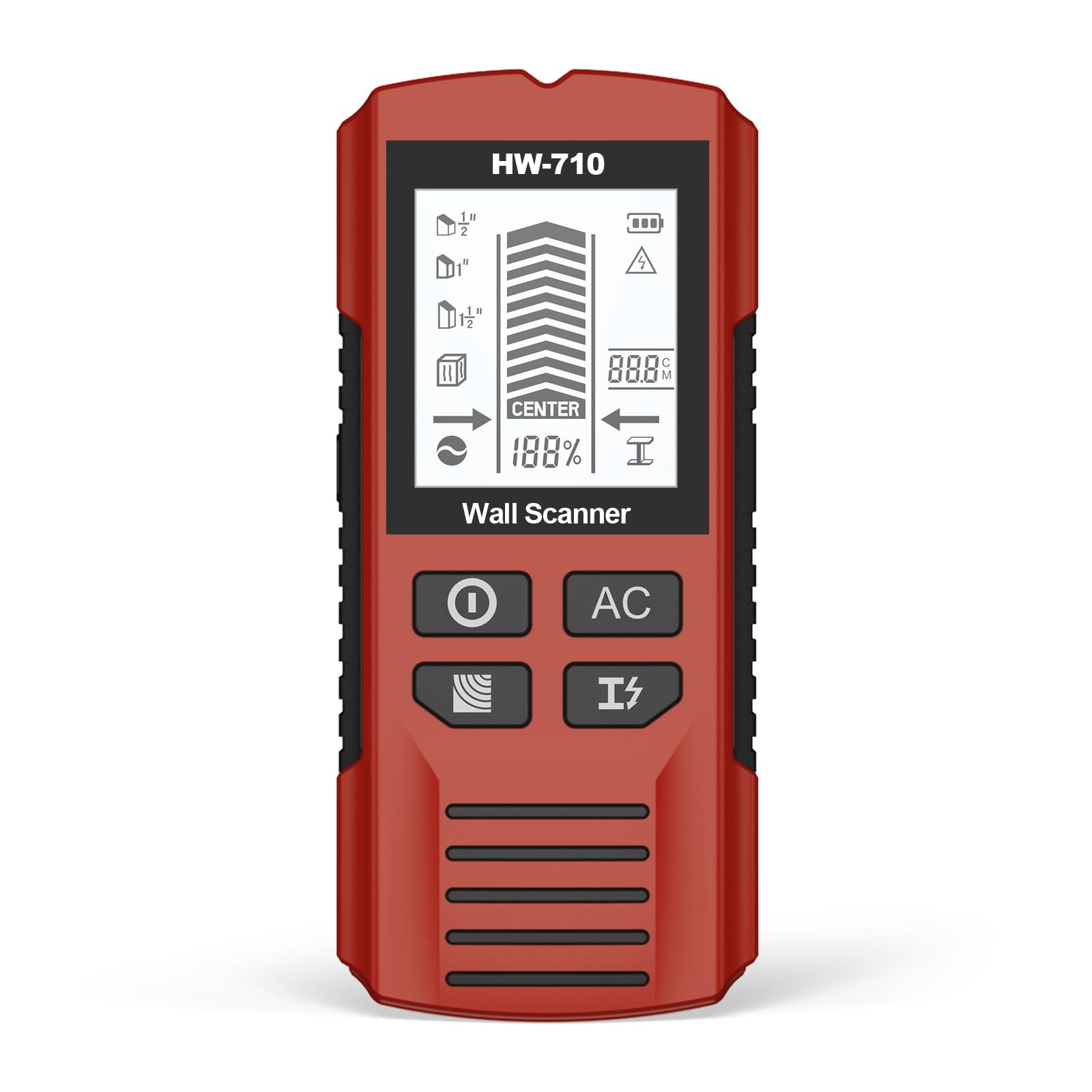 Stud Finder Wall Scanner 5-in-1 Upgraded Chip FOGZUVR -Wall Detector Scanner Detect Wood/Metal/AC Wire/Pipe in Seconds, Wire finder HD LCD Display & Audio Alarm for Edge/Center Precision, Red Inferno