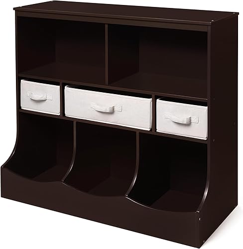 Miniatura 9 de Badger Basket Combo Bin Unidad de almacenamiento de juguetes y estante para libros para niños con 3 cestas - Gris Gris,Gris antracita,Gris