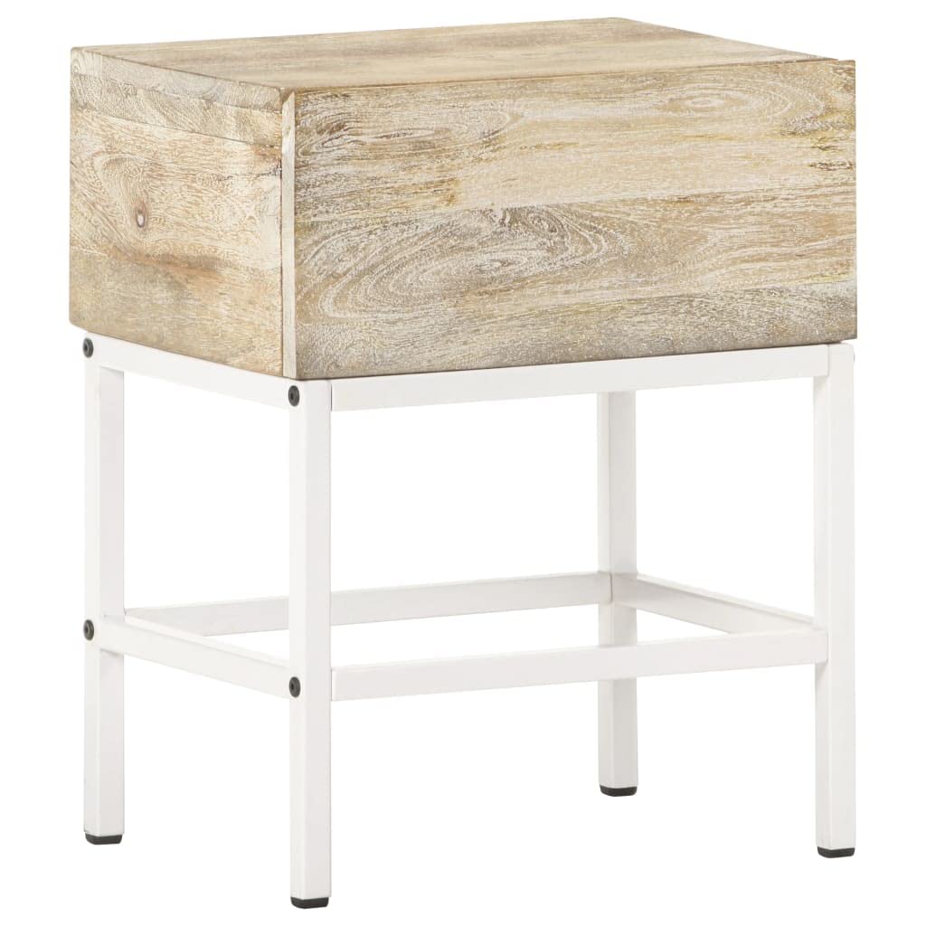 Table de Chevet Petit Espace en Bois Massif de Manguier et Fer Rangement Chambre