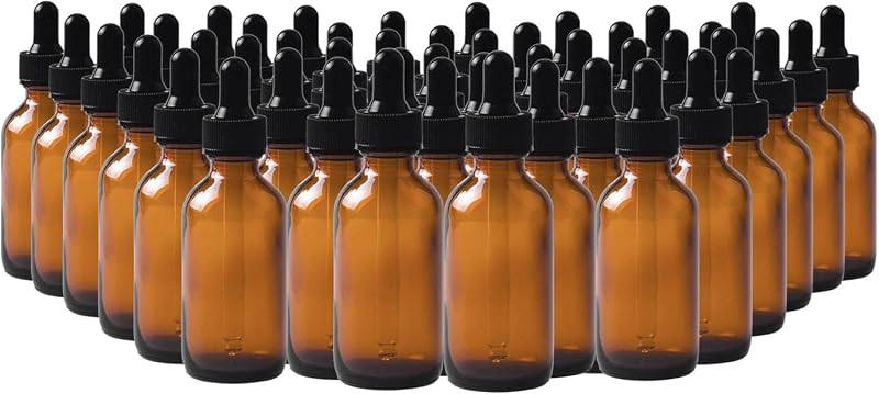 Easeen Frascos de Vidro Âmbar com Conta-Gotas 60 mL, Pacote com 24