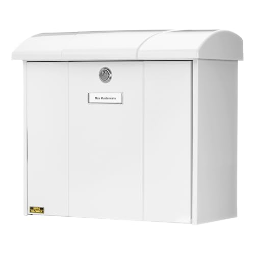 Burg-Wächter Briefkasten mit aufklappbarem Regendach, A4 Einwurf-Format, EU Norm EN 13724, Verzinkter Stahl, Olymp 916 W, Weiß Burg-Wächter Briefkasten mit aufklappbarem Regendach, A4 Einwurf-Format, EU Norm EN 13724, Verzinkter Stahl, Olymp 916 W, Weiß