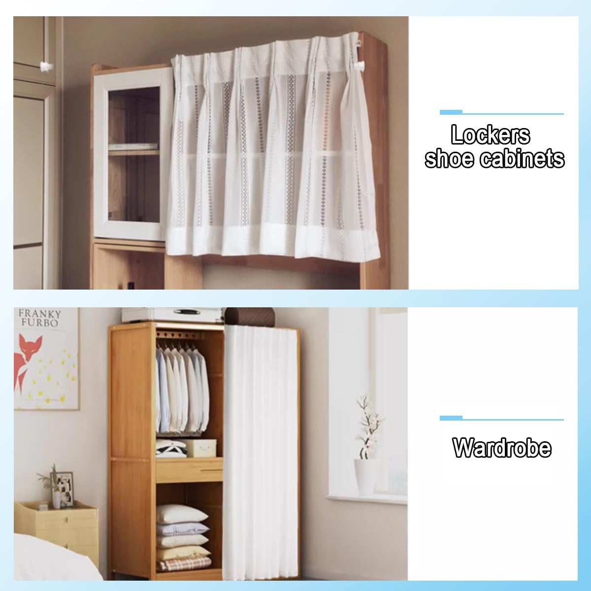 Rail adhésif sans perçage de 4,1 m pour murs et plafonds, séparateur de pièce polyvalent avec clips et crochets, parfait pour les camping-cars et les surfaces lisses, installation facile