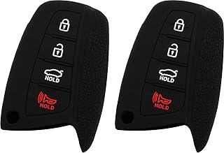 KeyGuardz Keyless Entry Remote Car Smart Key Fob Outer Shell Cover Soft Rubber Case for Hyundai Azera Genesis Santa Fe (Pack of 2)