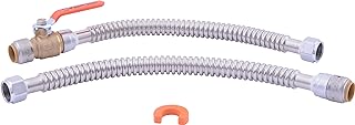 SharkBite Max 3/4 Inch x 3/4 Inch FIP x 18 In. Corrugated Water Heater Connection Kit, Push-to-Connect Brass Plumbing Fittings, UR24680