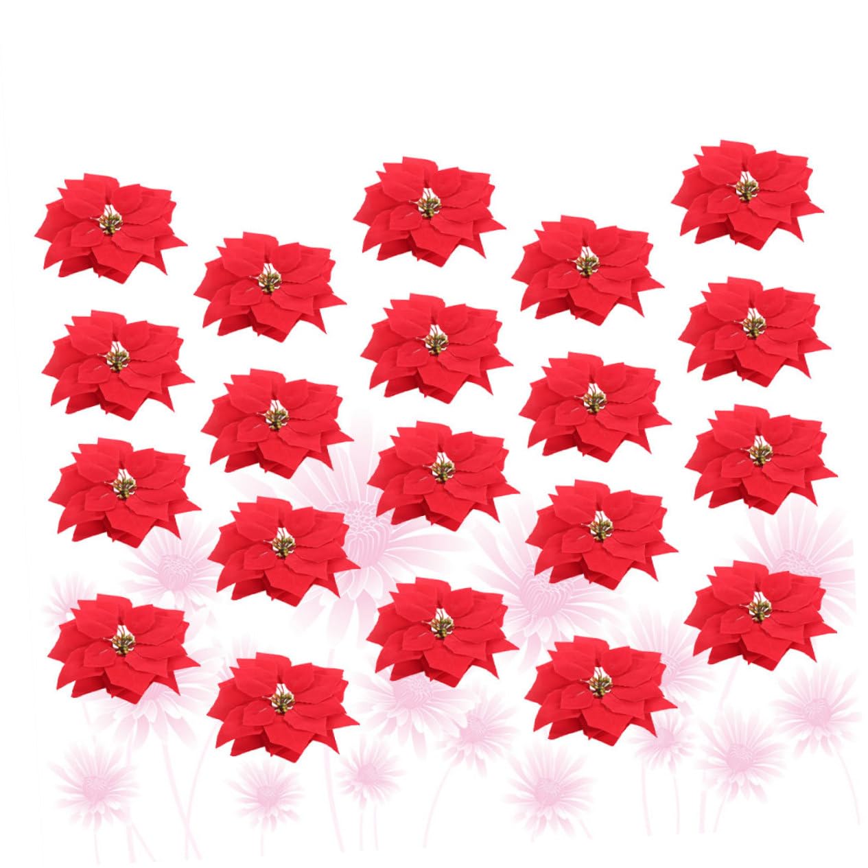 Ciieeo 60 Piezas Redondas Plegables Ventilador Árbol De Navidad Adornos Falsos Cabeza De Poinsettia Artificiales para Flores Decoraciones De Árbol De Navidad Flores Sintéticas Cinturón