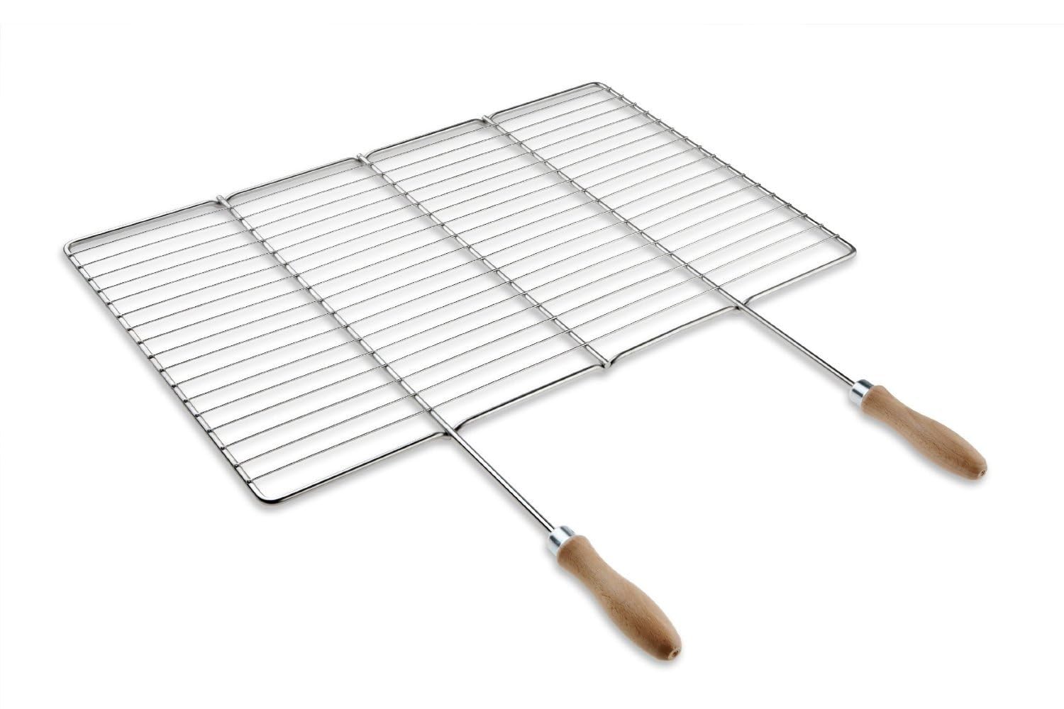 Grille barbecue inox 53 × 38 cm avec poignées
