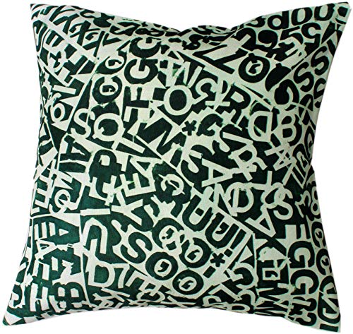 Image of RD TREND Jute Cushion Covers 16x16 Inch - Set of 5 | Digital Printed Decorative Throw Pillow Covers for Sofa, Couch, Living Room & Bedroom | Cushion Cases (Without Fillers)-Alphabatical Design