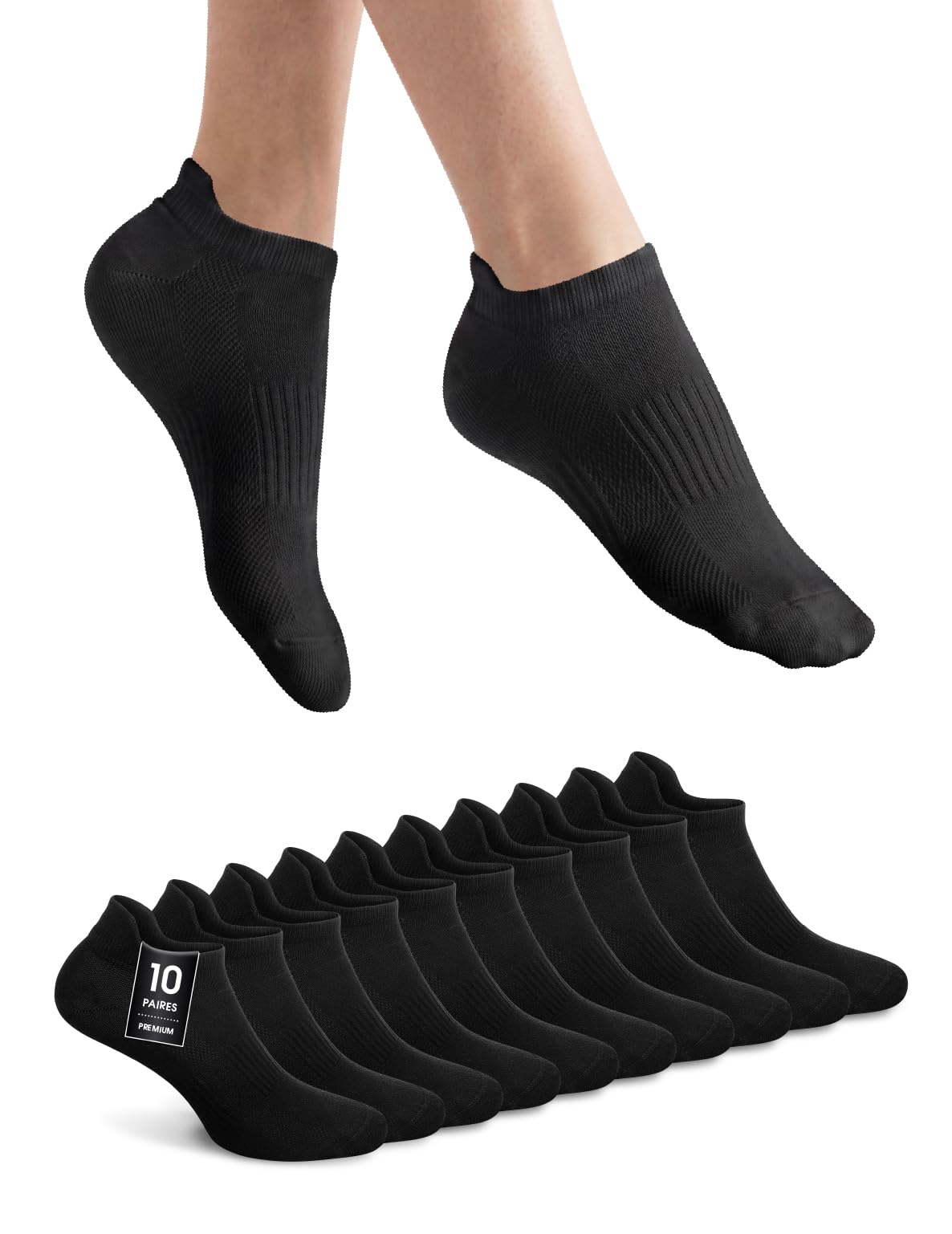 NYME Skarpety do sneakersów Premium z bawełny organicznej - męskie i damskie - opakowanie 6 i 10 szt. - stopki - krótkie oddychające skarpety - idealne do uprawiania sportu i rekreacji - rozm. 35-50