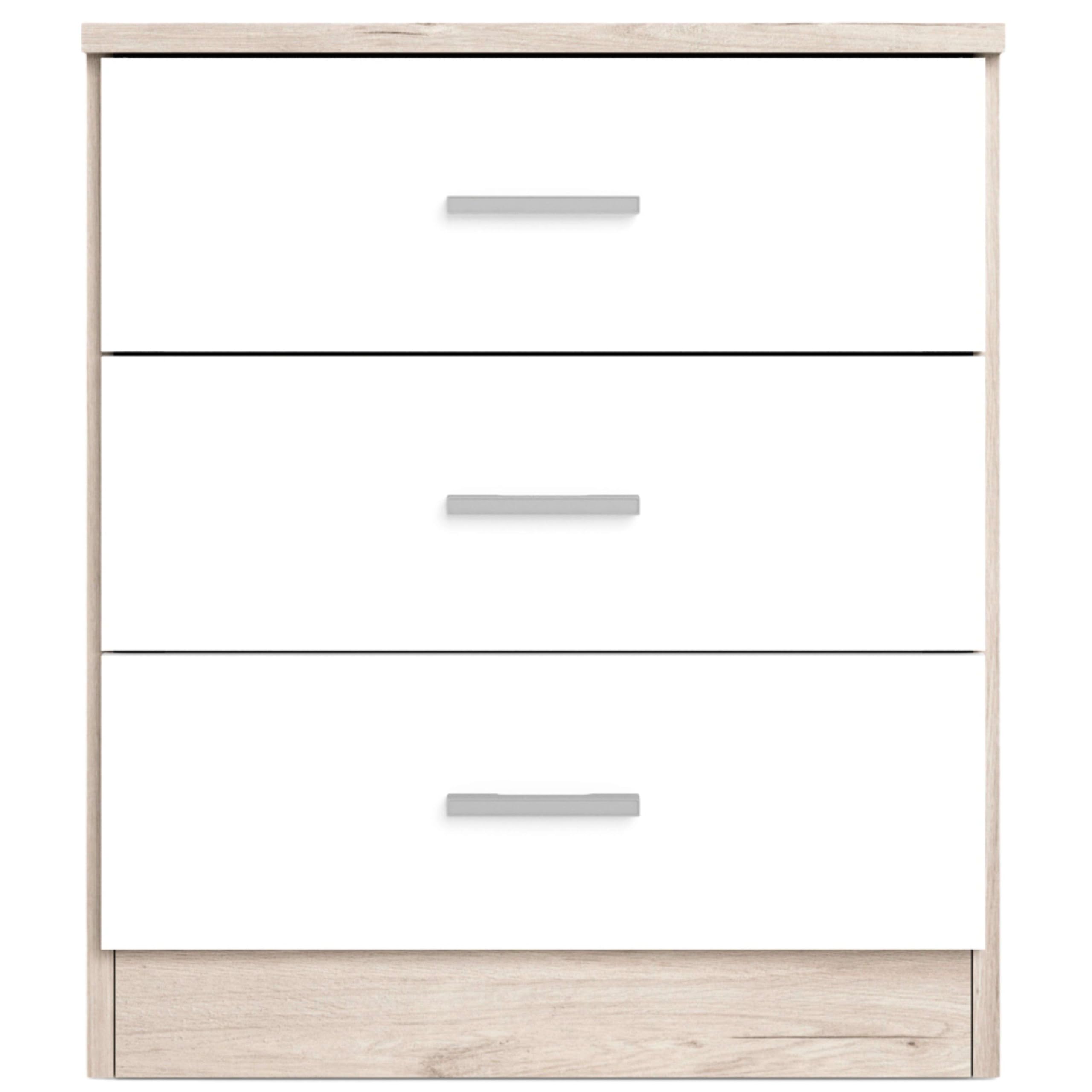 Miroytengo Conjunto Muebles Dormitorio Matrimonio con Cómoda, 2 Mesitas Noche 3 Cajones y Cómoda 5 Cajones Color Blanco y Sahara