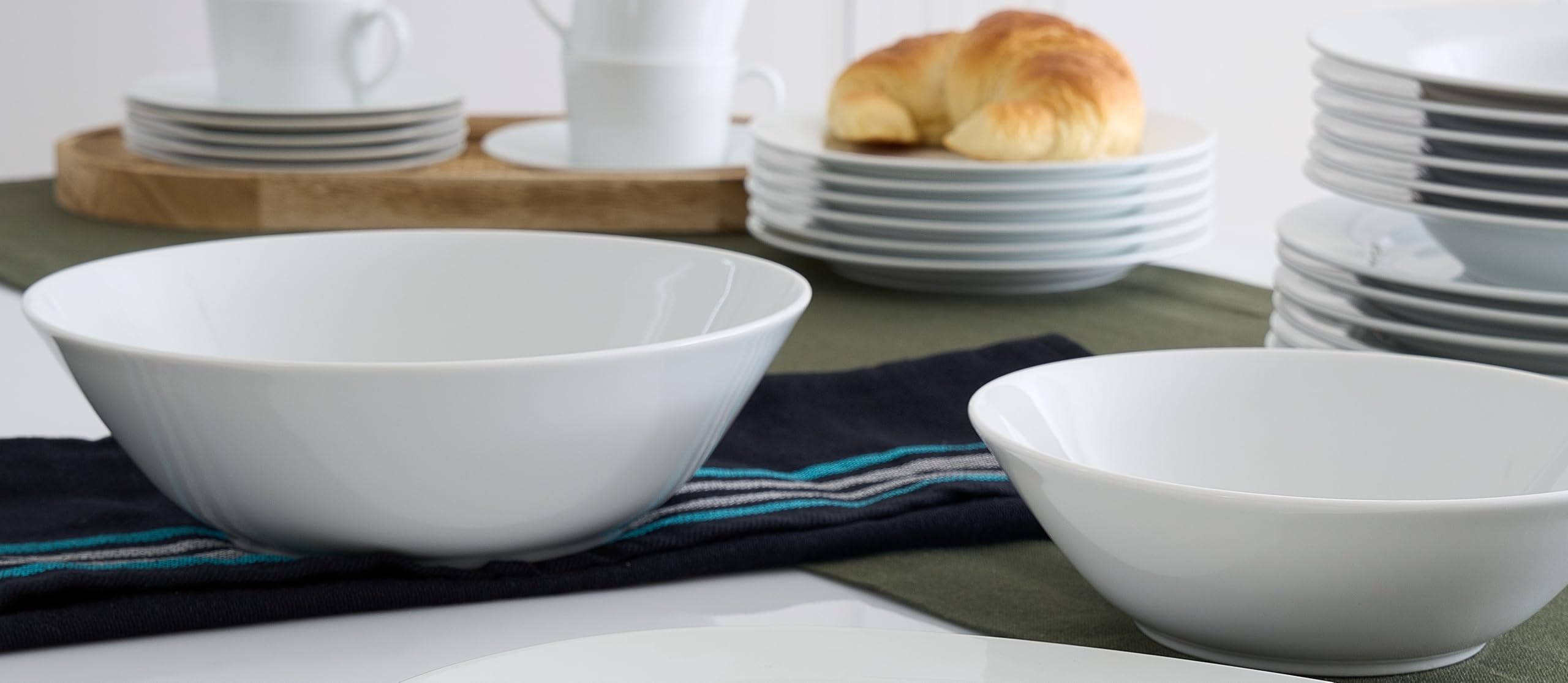 Heike Weiss Schalen 22,5cm Set 2-teilig, Servier-,Beilagenschalen Porzellan | klassische Servierschalen, für alle Arten von Beilagen auf dem gedeckten Tisch, formschön, langlebig und wiederverwendbar