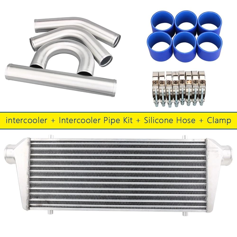 550x230x65 63mm+tubería de aluminio de 2,5"+ kit de manguera de silicona Intercooler para turbo Enfriador de aire de turbo | Intercooler de montaje frontal FMIC de refrigeración turbo