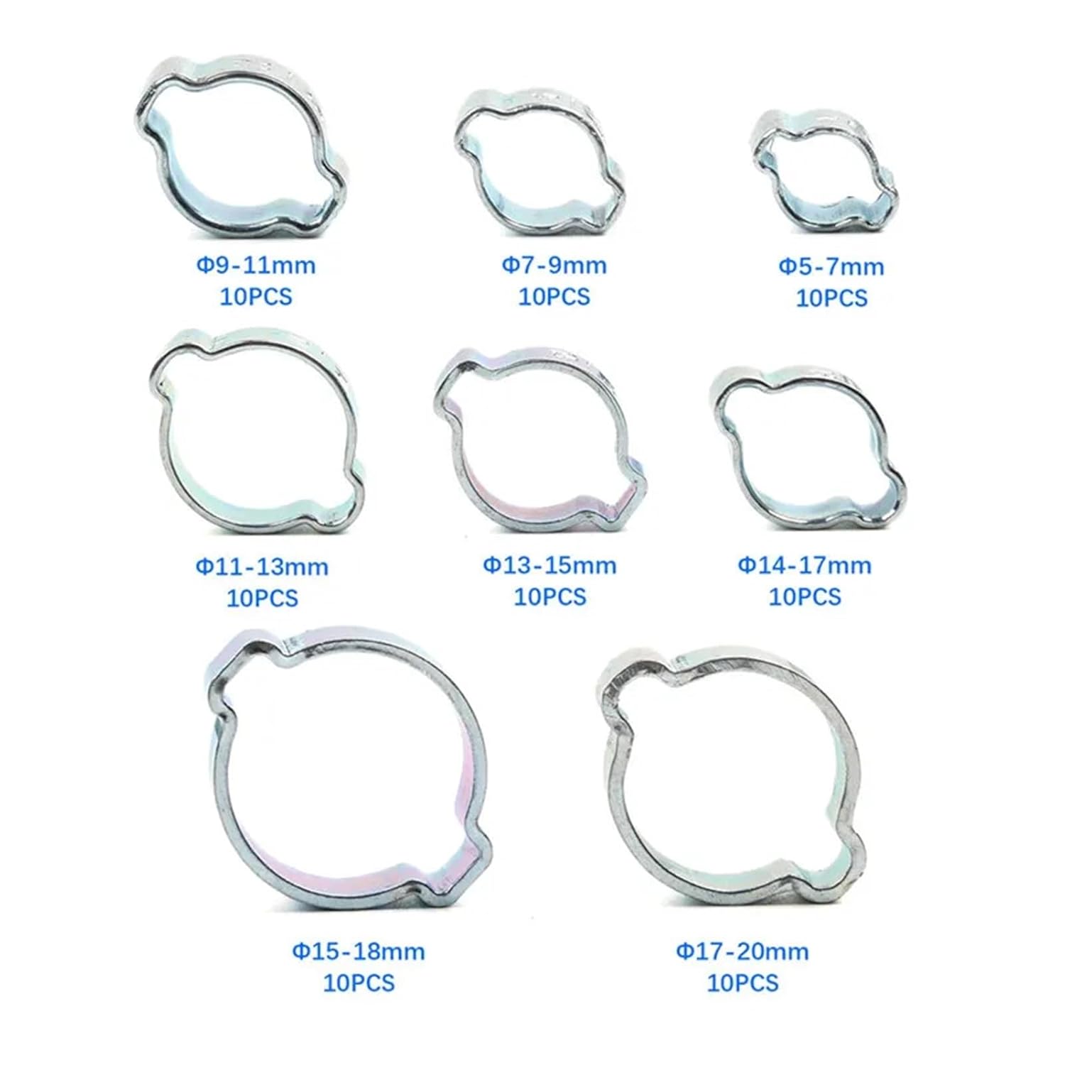 10/20PCS Hose Clamps Double Ear Clamps Worm Drive Fuel Water Pipe Clamps Clamps Hose Fuel Clamps 5-20mm Spring Clamps(10PCS 14-17mm)
