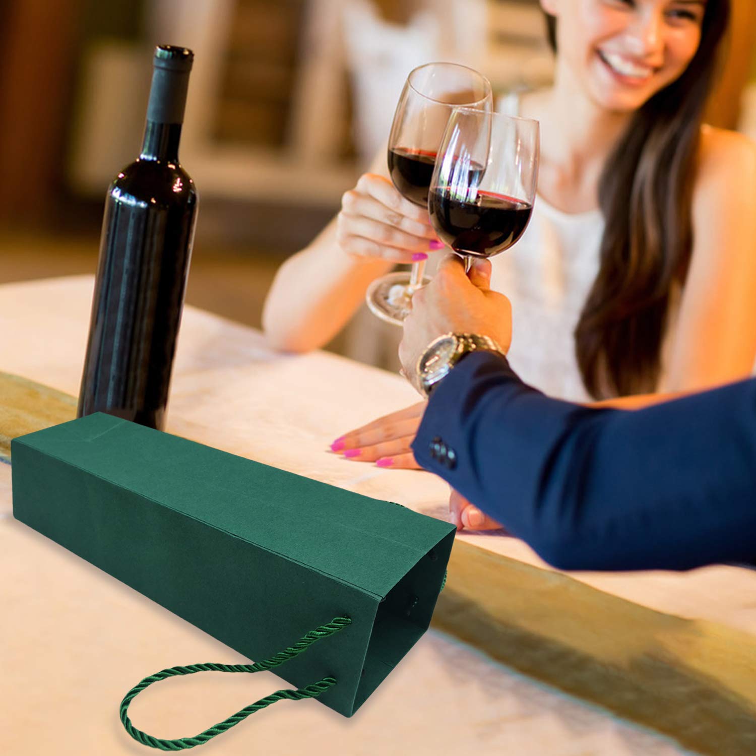 12 Sacchetti Regalo Per Bottiglia Di Vino, Carta Kraft Con Stampa Oro E Manici In Corda – Eleganti In Nero E Bianco