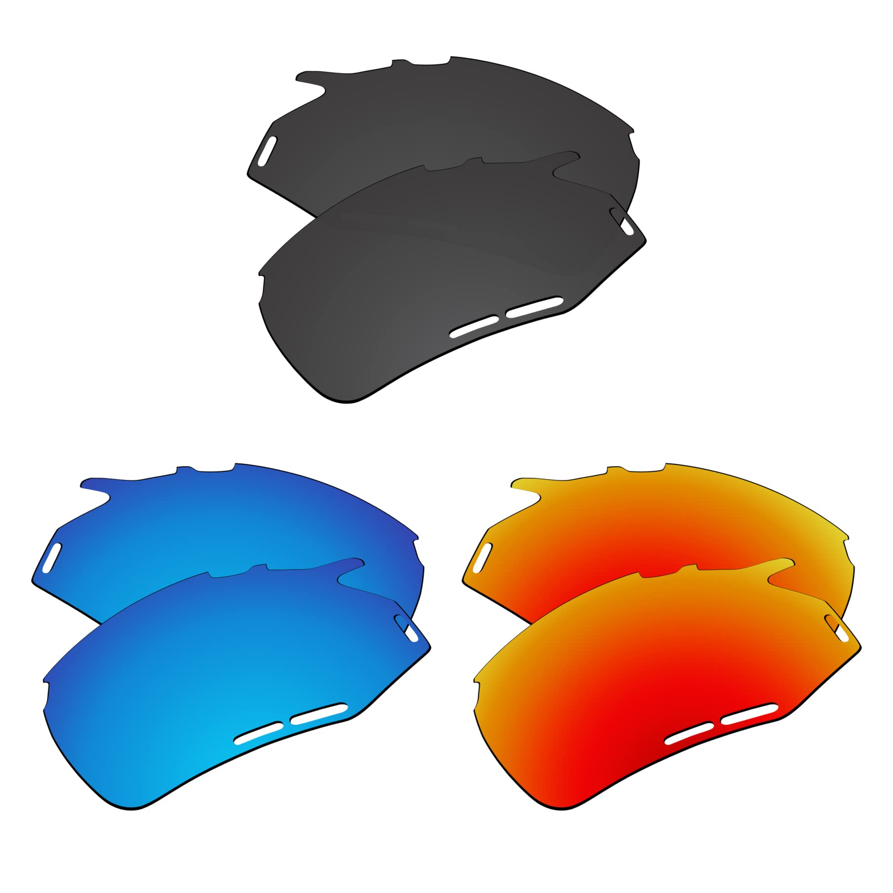 EZReplace Lenti di ricambio compatibili con occhiali da sole Rudy Project Fotonyk (lenti polarizzate) – Adatto per montatura Rudy Project Fotonyk (nero carbonio + blu ghiaccio + rosso fuoco), Nero di