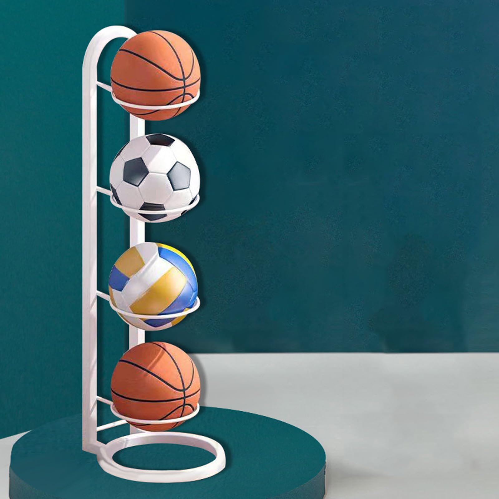 Rockible Estante de Bolas de 4 Niveles, Almacenamiento Vertical de Baloncesto
