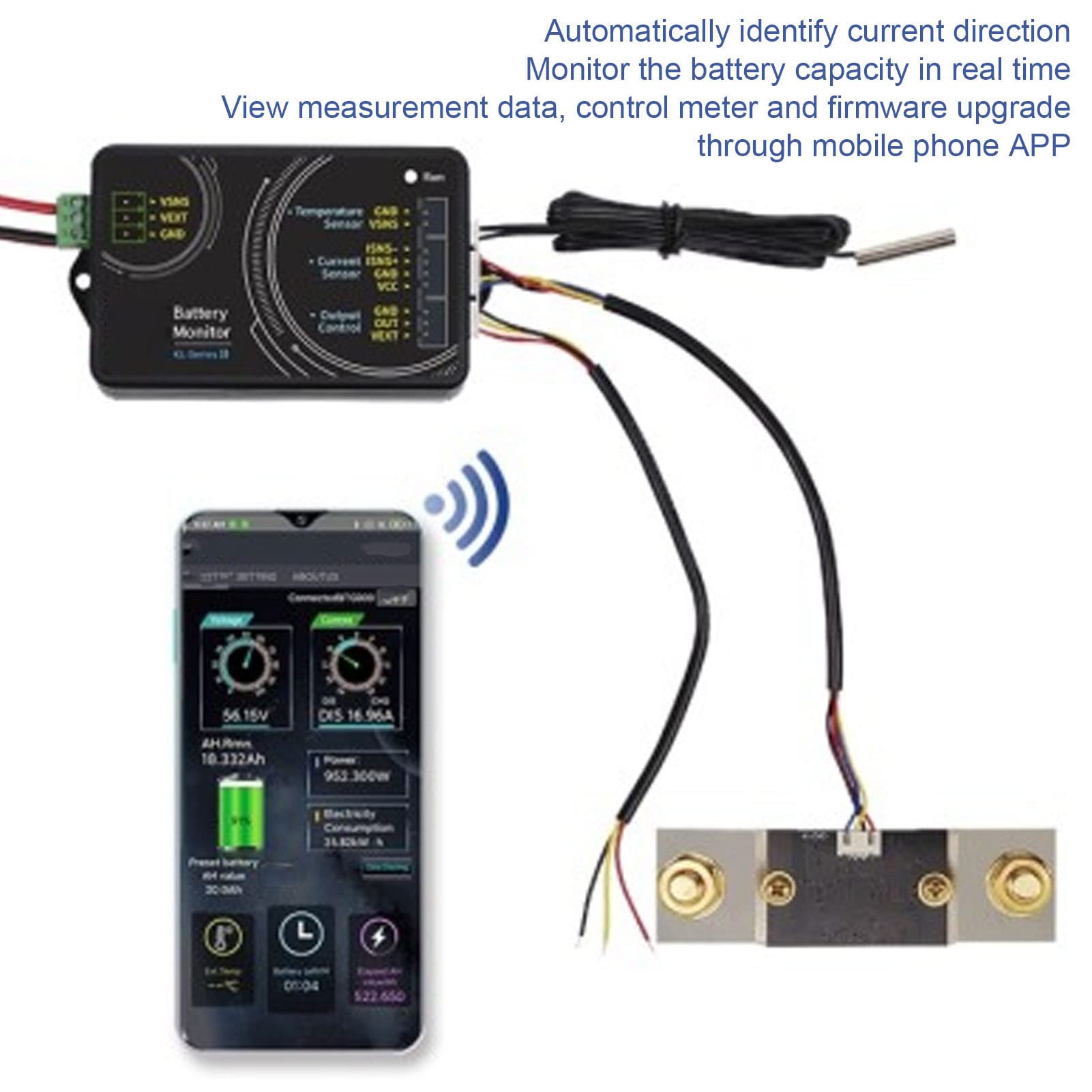Monitor Baterii Bluetooth 400A 0-120V Bezprzewodowy Miernik Napięcia Kontrola Aplikacji Akcesoria RV KL140F Woltomierz DC Kulometr do łodzi Motorowej Samochodu
