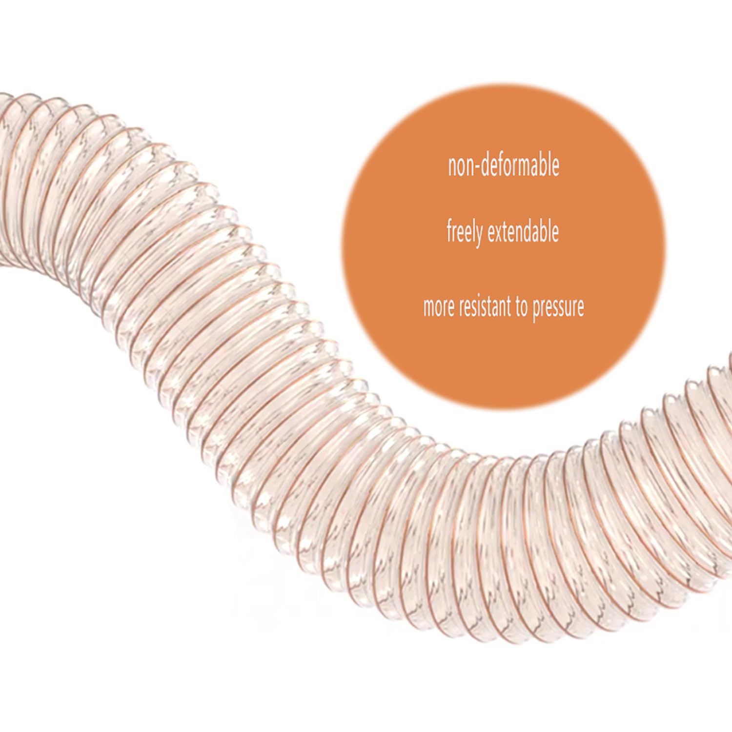 Manguera transparente de poliuretano para extracción de polvo, tubo de succión en espiral para carpintería, 1 m x 25 mm, manguera de vacío de alta resistencia