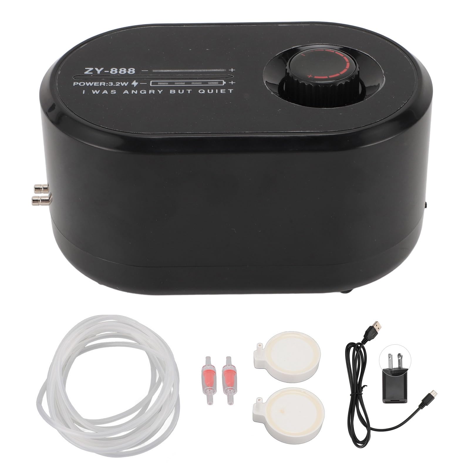 Pompa Ad Aria per Acquario, Batteria 4400 MAh, Efficiente | Pompa per Ossigeno con Flusso D'aria Regolabile Silenziosa per Acquari, Super Silenziosa, Compatta