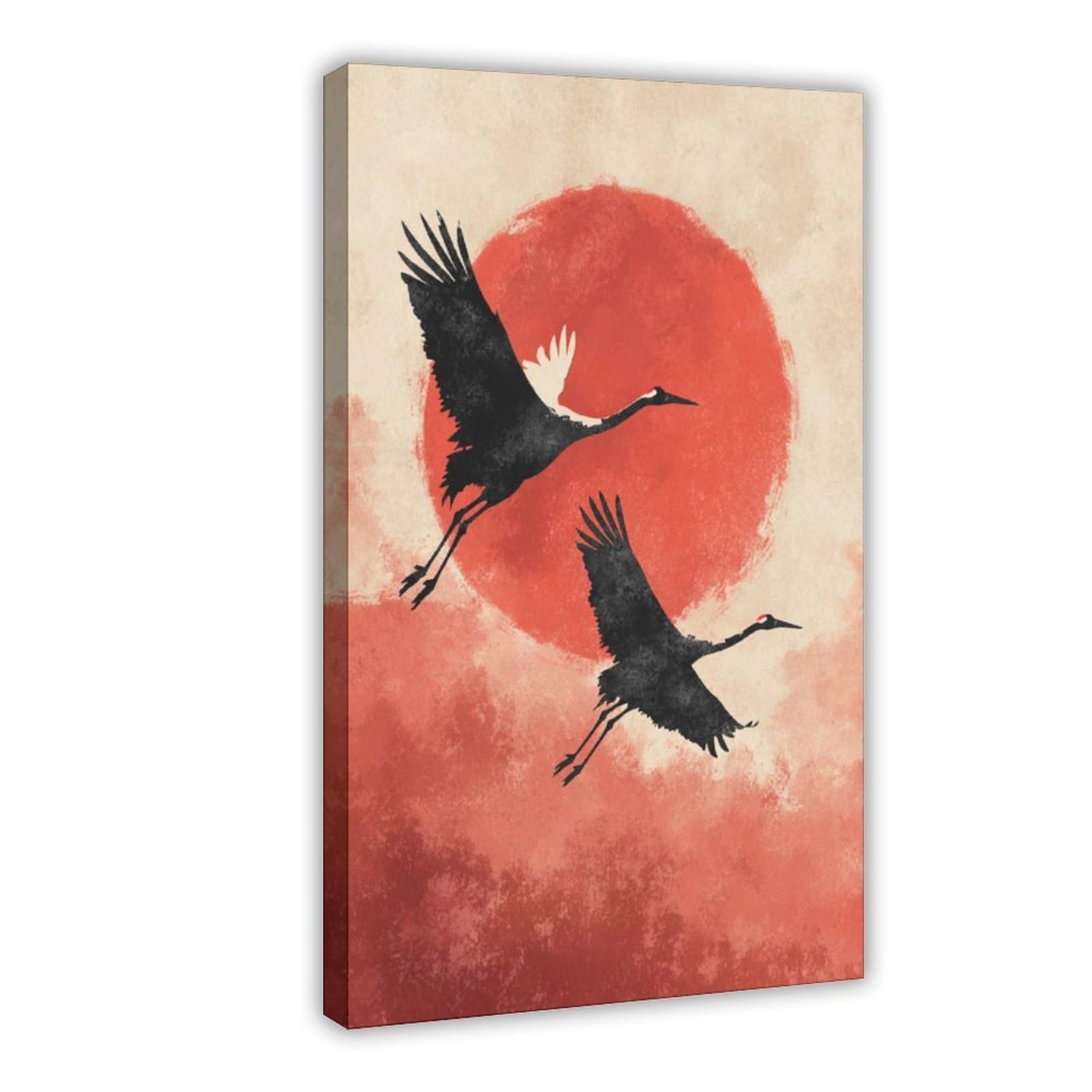 Bareronor Japanese Crane Canvas Poster Bedroom Decor Landscape Office Room Decor Gift 20" L X 30" W