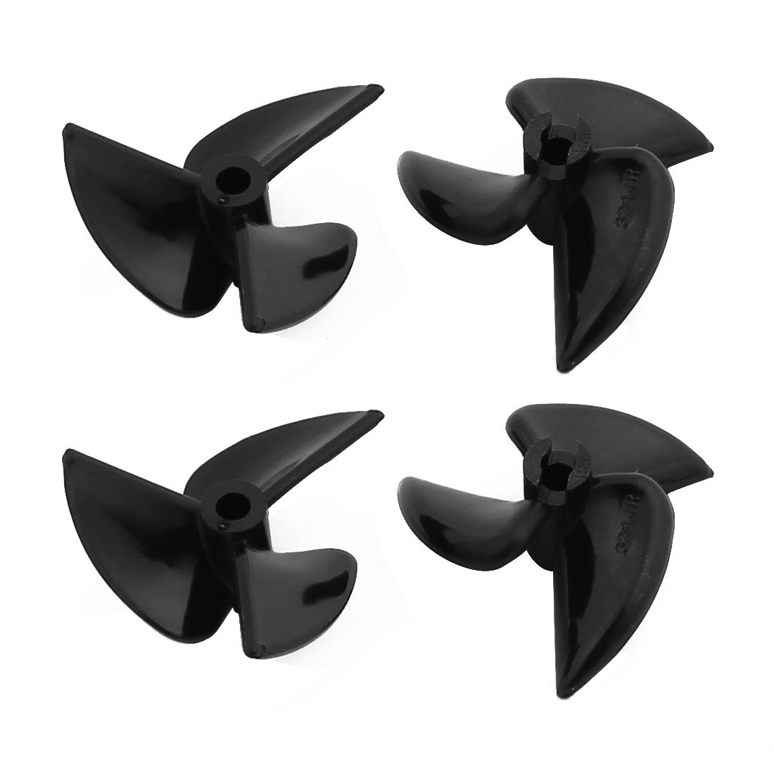 2 Pair 32 x 1.4 x 3mm Nylon 3-Vane Rotating RC Boat Prop Propeller Black