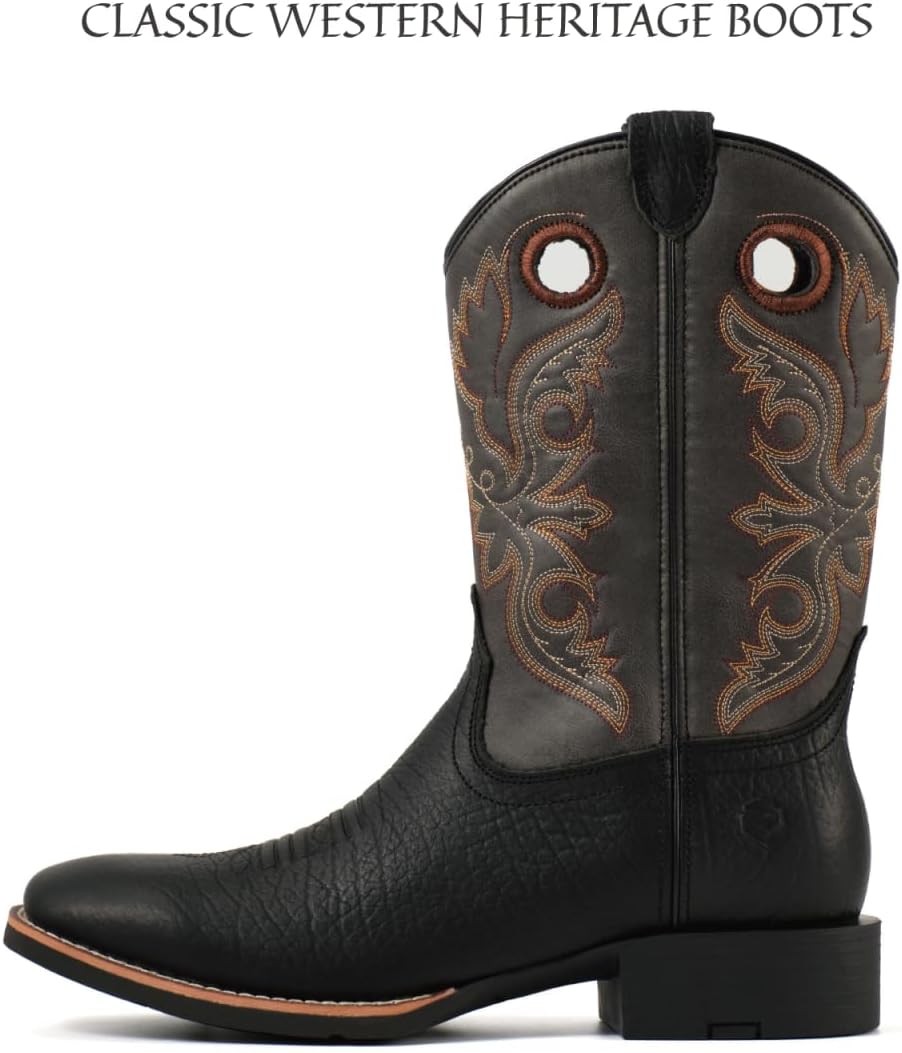 SUREWAY Western Boots For Men - Mens Square Toe Cowboy Boot, Oil/Slip Resistant, Durable Fashionable Classic Pull on 10 Inch Mid-Calf Wellington Boots - Image 3