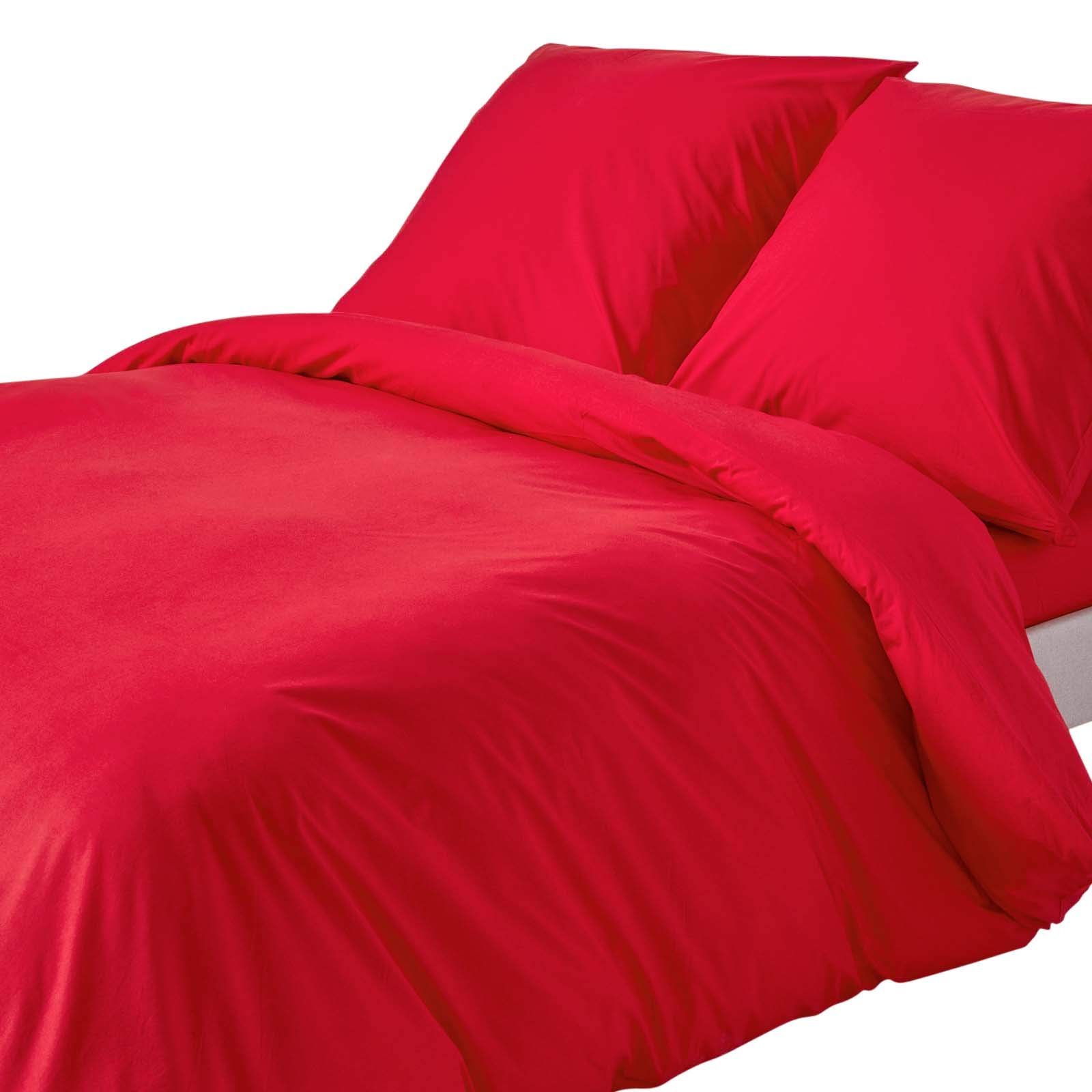 HOMESCAPES Red Pure Egyptian Cotton Duvet Cover Set Euro Size 155 x 200 cm 200 TC 400 Thread Count Equivalent Pillowcase Included Quilt Cover Bedding Set