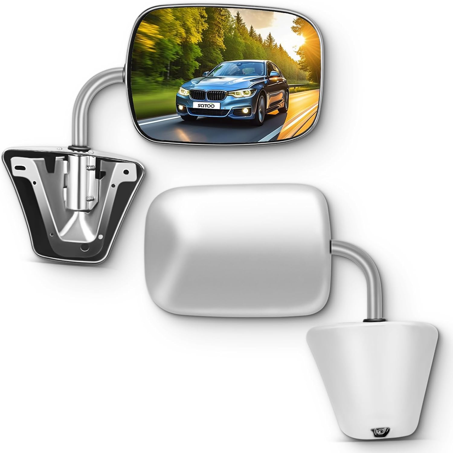 SCITOO Side View Mirrors Driver and Passenger Mirrors Fit For 1973-1991 For Chevy Blazer Suburban 1973-1987 Pickup Truck 1988-1991 Pickup Truck Manual Fold Non-heated Manual adjustment GM1321227