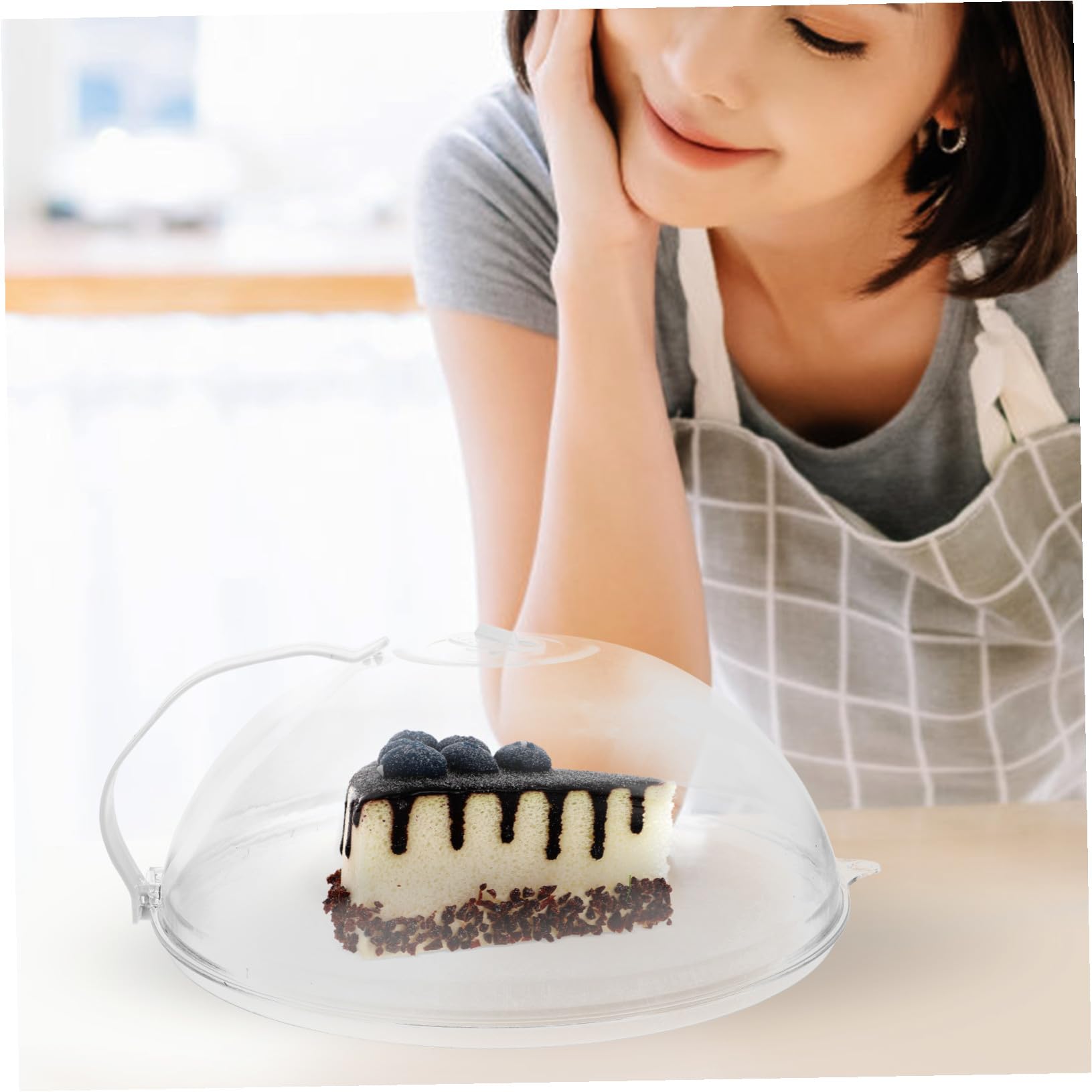 Cubierta Salpicaduras para Microondas Reutilizable de PC Tapa Protectora Ligera con Asa Pequeña para Platos Resistente al Aceite y Polvo para Cocinar Uniformemente