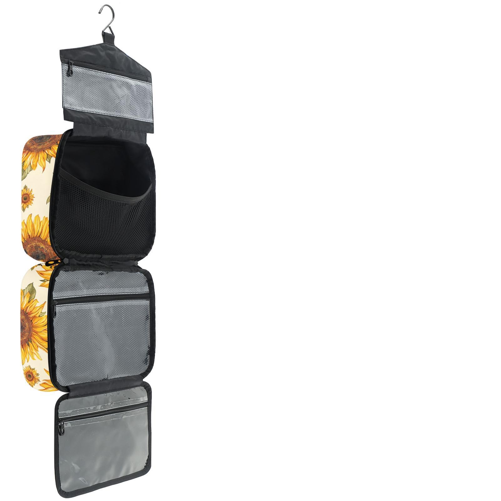 YNNALE Sewing Supply Organizer Bag, Yellow Sunflower Bee Summer Portable Sewing Bags with Pockets&Hanger, Sewing Storage Box Case for Sew Supplies/Kit/Tools/Accessories (BAG ONLY)