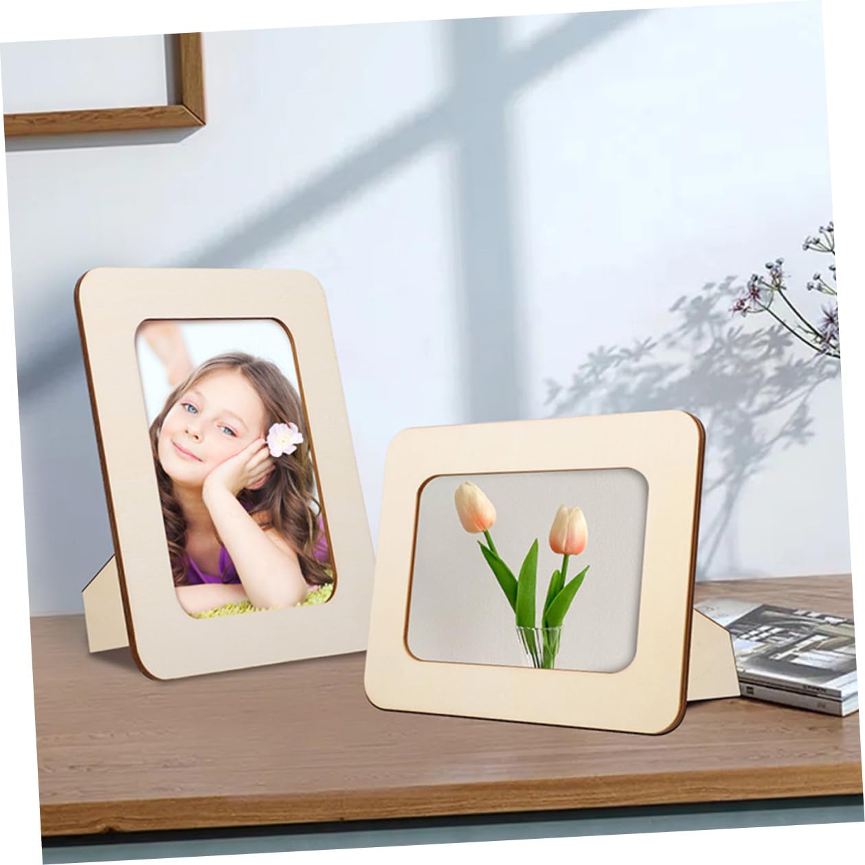 Homoyoyo Cornice per Foto in Legno Grezzo Fai da Te Set 12 Pezzi Cornice Artigianale da Tavolo per Decorazione Casa Soggiorno Camera da Letto Ufficio