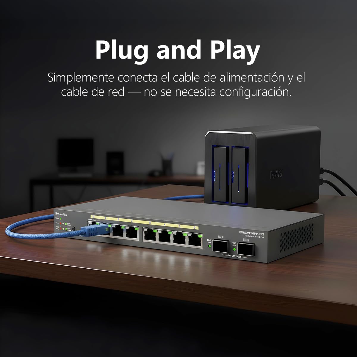 EnGenius Fit EWS2910P-FIT Switch administrado Gigabit PoE de 8 puertos, presupuesto de energía de 55 W, gestión de capa 2+, enlaces ascendentes SFP para redes de pequeñas empresas