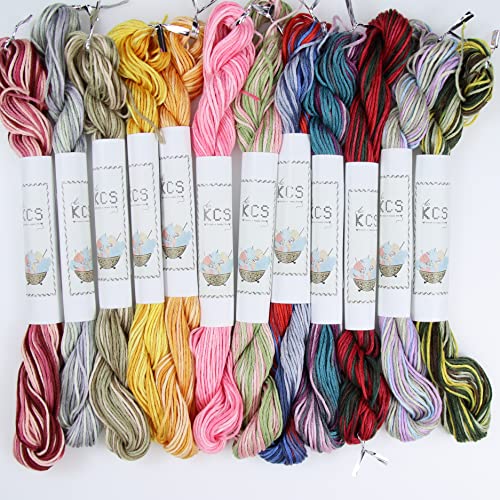 Image of KCS Big skeins of 25 Meters Size 25 Color Variegated Cross Stitch Stranded Threads,12 skeins,13