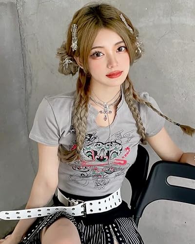 Miniatura 4 de Y2k - Collar de cruz gótica para mujeres y hombres, joyería con colgante de cruz de cristal, collar de metal punk, espinas de alambre de púas