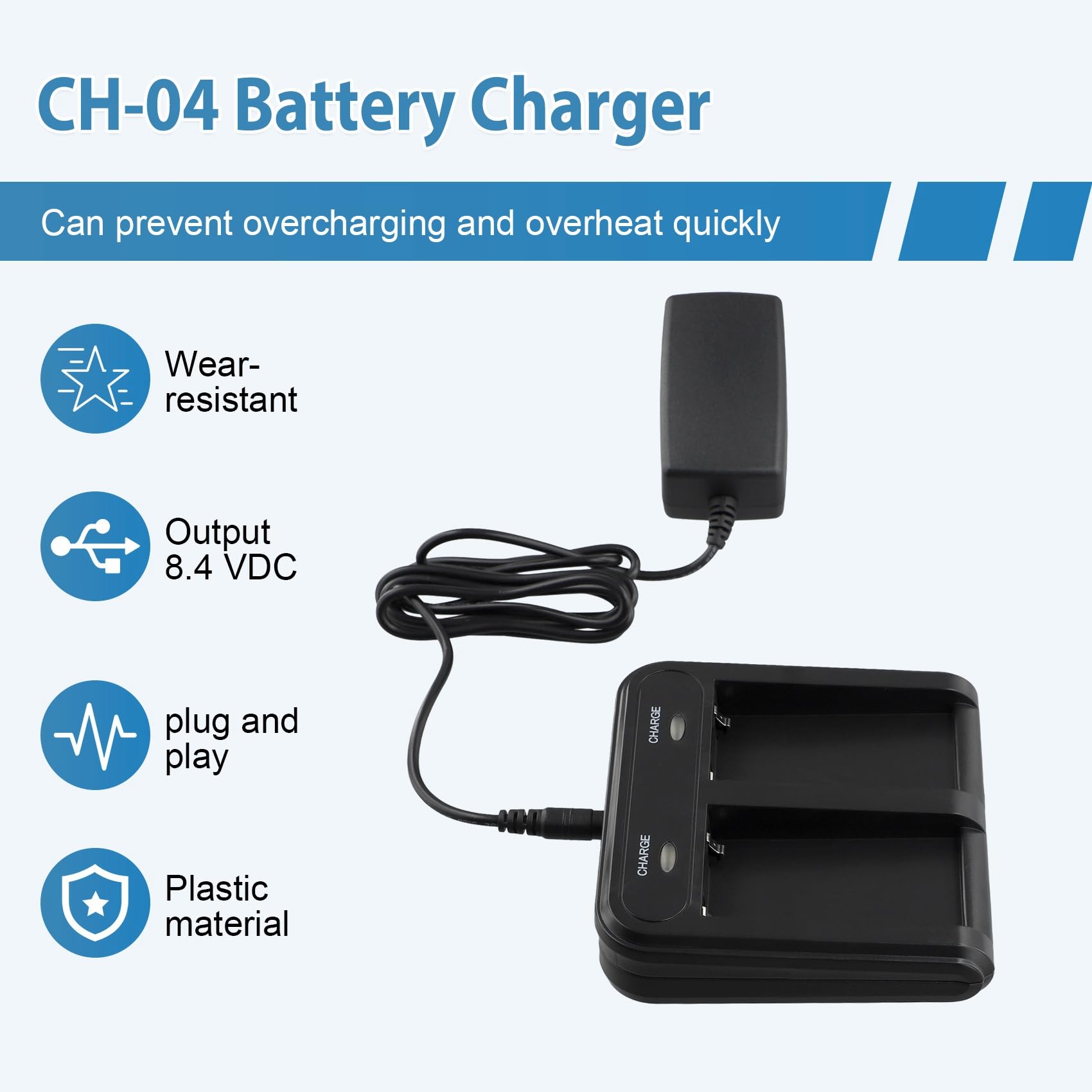 Geuxe CH-04 Charger for Stonex FOF GPS RTK BP-5S Battery Charging US PLUG, Black, 500722293