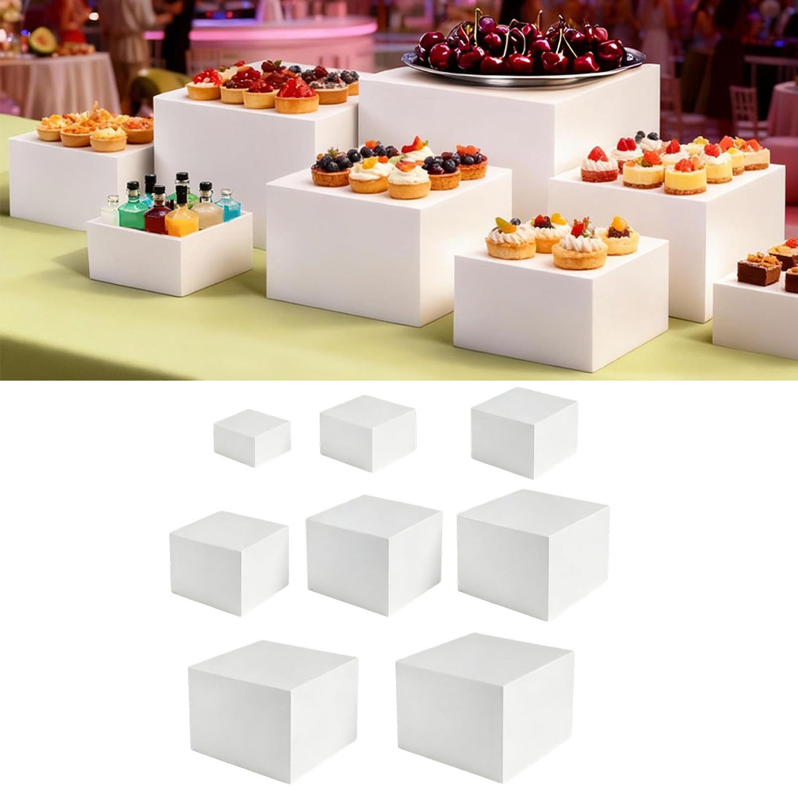 FTVOGUE Alzate per Buffet in Acrilico Bianco, Espositori Robusti da 3-10