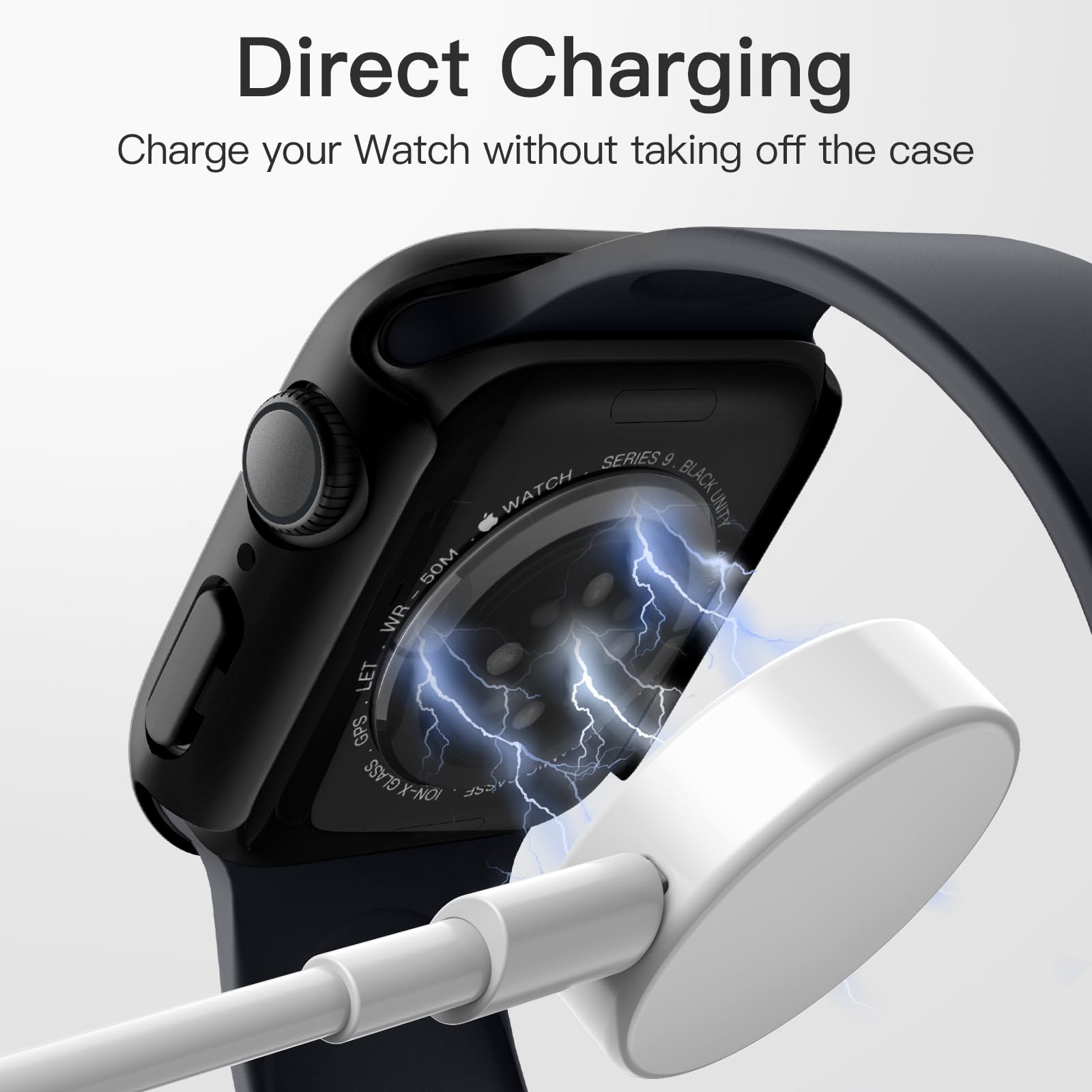 JETech Coque Étanche avec Protection D'écran pour Apple Watch Series 9 8 7 45mm, Film en Verre Trempé Intégré, Étui Housse de Protecteur Complète en PC Dur, Lot de 2 (Noir)
