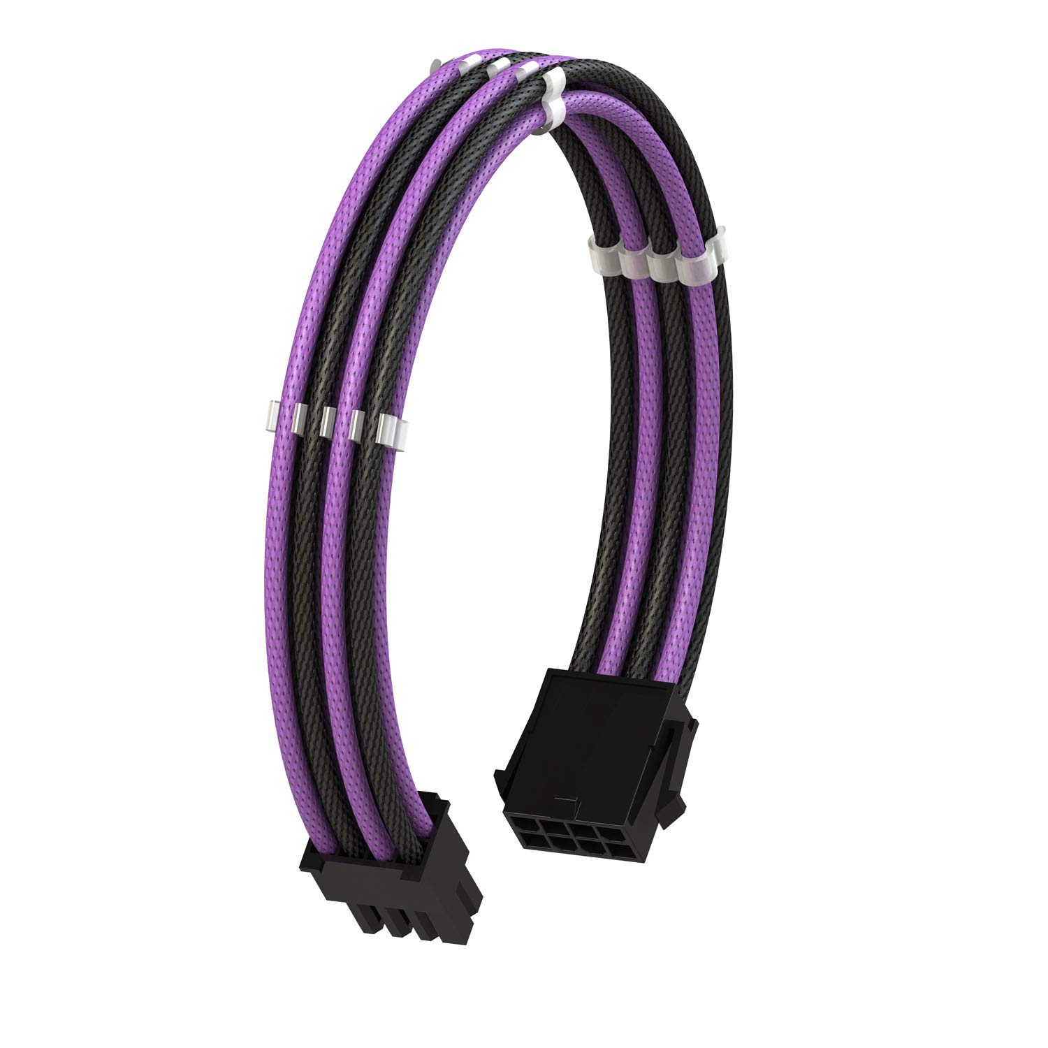 LINKUP - AVA 50cm EPS 8 Pin (4+4) CPU ATX Motherboard PSU Power Supply Braided Sleeved Custom Mod PC Extension Cable w/Combs | Strong & Stiff Design | Single Pack | 500mm - PurpleBlack