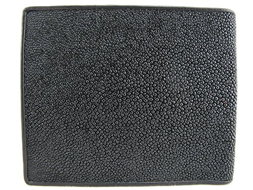 Genuine Stingray Shagreen Skin Leather Bifold Wallet (Black)3