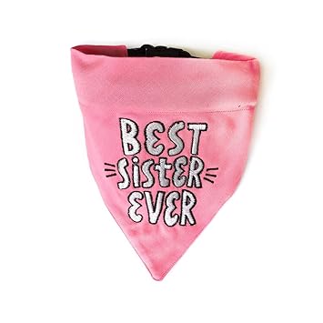 That Dog In Tuxedo Raksha Bandhan Best Sister Ever Rakhi Bandana for Dogs with Adjustable Dog Collar (Pink, XL)